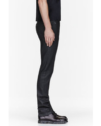 Calvin Klein Collection Black Waxed Denim Serge Jeans