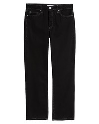 Topman Contrast Stitch Baggy Jeans In Black At Nordstrom