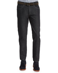 Ermenegildo Zegna Cotton Silk Five Pocket Denim Jeans Black