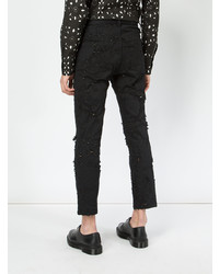 Ann Demeulemeester Distressed Cropped Slim Fit Jeans