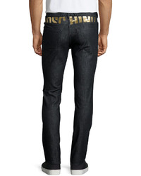 Moschino Five Pocket Jeans With Gold Logo Black