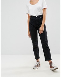 ASOS DESIGN Florence Authentic Straight Leg Jeans In Washed Black