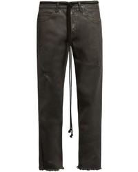 Off-White Frayed Mid Rise Cropped Jeans