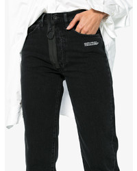 Off-White Front Zip Slim Leg Jeans