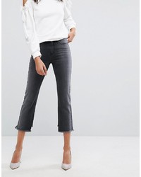 Evidnt High Rise Crop Mom Jeans With Frayed Hem