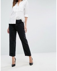 J Brand High Rise Crop Straight Jean With Raw Hem And Abrasions