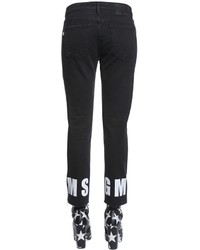 MSGM High Rise Straight Logo Hem Denim Jeans
