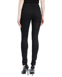 Saint Laurent High Waist Five Pocket Skinny Jeans Black