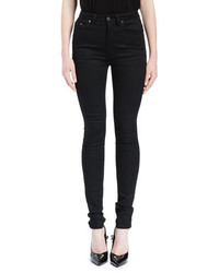 Saint Laurent High Waist Five Pocket Skinny Jeans Black