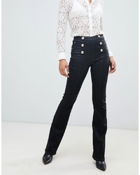Morgan High Waist Flare Jean With Buttons In Black