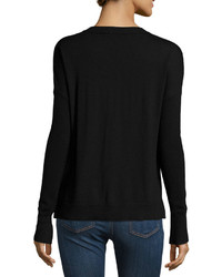 Rag & Bone Jean Taylor Merino Wool V Neck Sweater Black
