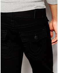 True Religion Jeans Ricky Flap Straight Fit Wanted Midnight Black