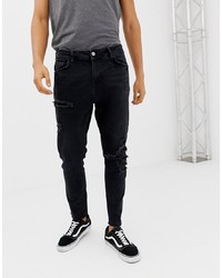 Bershka Join Life Slim Fit Jeans In Washed Black