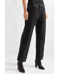 McQ Alexander McQueen Lace Up High Rise Straight Leg Jeans