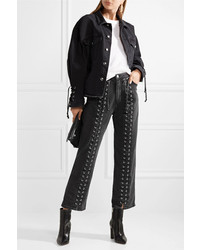 McQ Alexander McQueen Lace Up High Rise Straight Leg Jeans