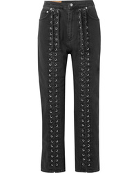 McQ Alexander McQueen Lace Up High Rise Straight Leg Jeans