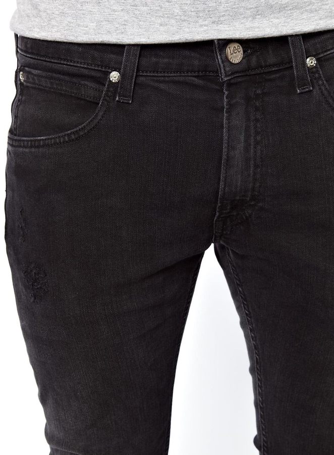Lee Jeans Luke Skinny Asos Uk Worn Black Ripped, $181 | Asos | Lookastic