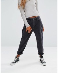 Pull&Bear Mom Jean In Washed Black