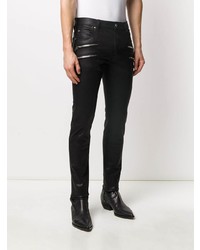 Balmain Multi Zip Slim Leg Denim Jeans