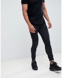 Hoxton Denim Muscle Fit Cropped Jeans In Black