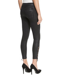 Hudson Nix Coated Lace Up Cropped Jeans Black