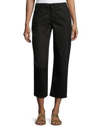 Eileen Fisher Organic Stretch Cotton Cropped Wide Leg Jeans