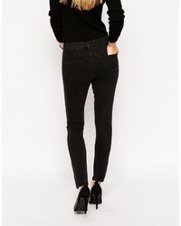 Asos Petite Pencil Straight Leg Jeans In Washed Black