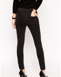 Asos Petite Pencil Straight Leg Jeans In Washed Black