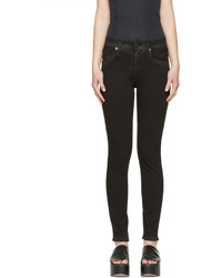 R 13 R13 Black Coated High Rise Jeans
