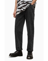 AllSaints Reeves Distressed Straight Leg Jeans In Washed Black At Nordstrom