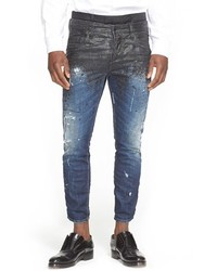 DSQUARED2 Skater Fit Double Waist Paint Splatter Jeans