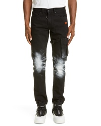 Off-White Slim Fit Asymmetrical Cargo Jeans