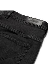 Neil Barrett Slim Fit Leather Panelled Stretch Denim Jeans