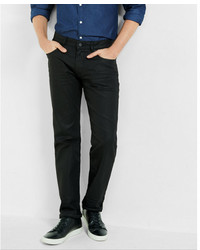 Express Slim Straight Black Coated Stretch Jeans