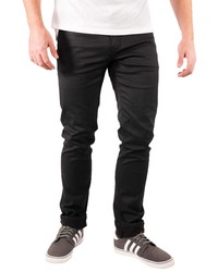 Maceoo Stripe Selvedge Shiny Black Jeans