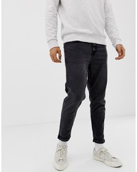 New Look Tapered Jeans In Washed Black