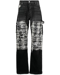 Amiri Tweed Panelling Distressed Jeans