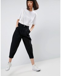 Asos White White Ovoid Mom Jean In Washed Black