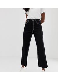 Noisy May Tall Wide Leg Crop Jean With Contrast Stitch
