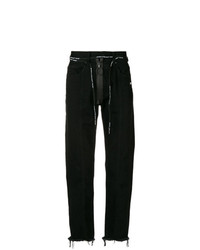 Off-White Zip Front Straight Leg Jeans