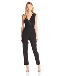 Aryn K Sleeveless Jumpsuit With Lace Contrast