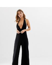 Asos Petite Asos Design Petite Halter Neck Jumpsuit With Plunge Front