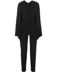 Elie Saab Cape Effect Silk Blend Crepe Jumpsuit Black