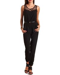Charlotte Russe Strappy Yoke Belted Jumpsuit
