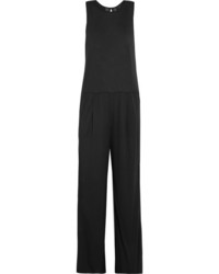 DKNY Chiffon Trimmed Jersey Jumpsuit Black