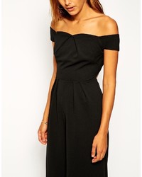 Asos Collection Bardot Jumpsuit With Wide Leg In Crepe