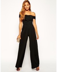 Asos Collection Bardot Jumpsuit With Wide Leg In Crepe