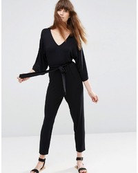Asos Collection Belted Jersey Jumpsuit With Kimono Sleeve