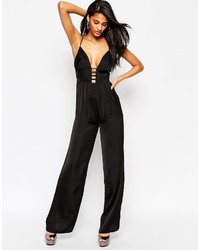 Asos Collection Jumpsuit In Satin With Multi Strap Front