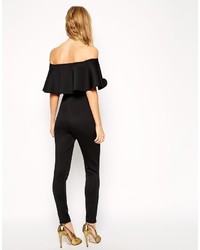 Asos Collection Scuba Jumpsuit With Off Shoulder Ruffle